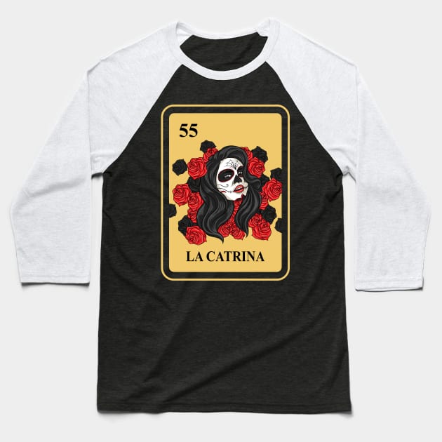 Mexican La Catrina lottery traditional halloween Baseball T-Shirt by FunnyphskStore